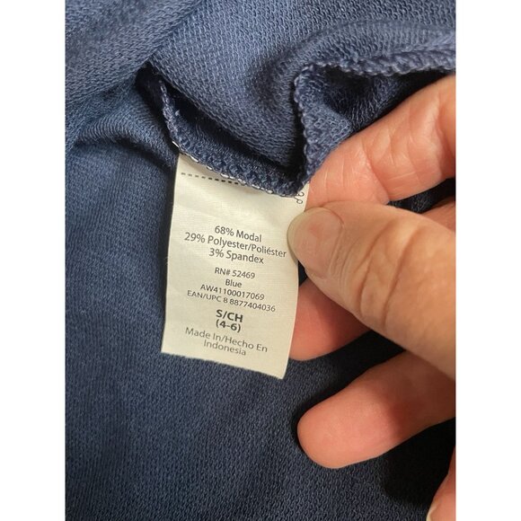 Athletic Works Women's French Terry Mock Neck Hoodie, Dark Navy Size S(4-6) - Picture 6 of 10